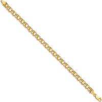 10K Yellow Gold 7" Hollow Diamond-Cut Double Link Charm Bracelet