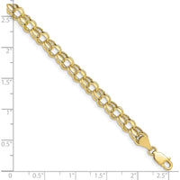 10K Yellow Gold 7" Hollow Diamond-Cut Double Link Charm Bracelet