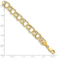 10K Yellow Gold 7" Hollow Double Link Charm Bracelet