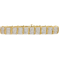 10K Yellow Gold 7-Inch Tennis Bracelet with 10.00 Carat Total Round Diamonds