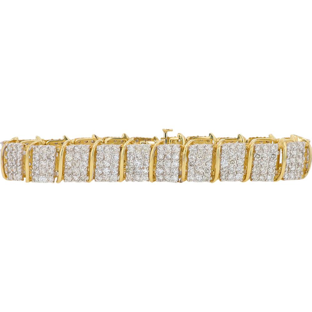 10K Yellow Gold 7-Inch Tennis Bracelet with 10.00 Carat Total Round Diamonds