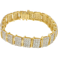10K Yellow Gold 7-Inch Tennis Bracelet with 10.00 Carat Total Round Diamonds