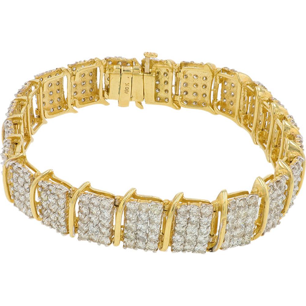 10K Yellow Gold 7-Inch Tennis Bracelet with 10.00 Carat Total Round Diamonds