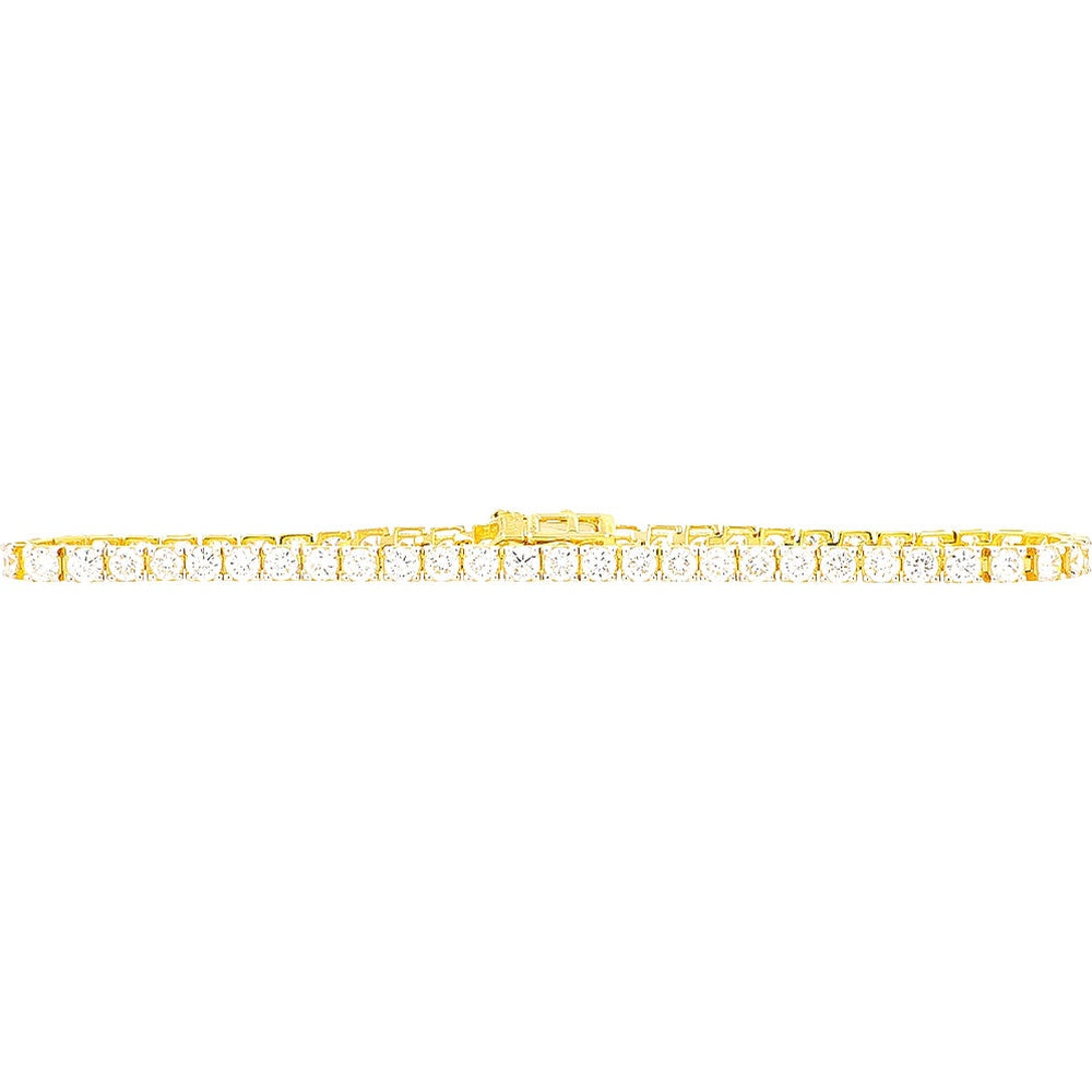 10K Yellow Gold 7-Inch Tennis Bracelet with Prong-Set Round Lab-Grown Diamonds - 5.00 Carat Total Diamond Weight