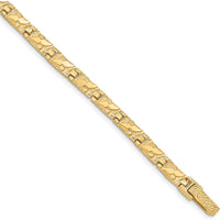 10K Yellow Gold 7" Nugget Bracelet - 6mm Textured Chain Design