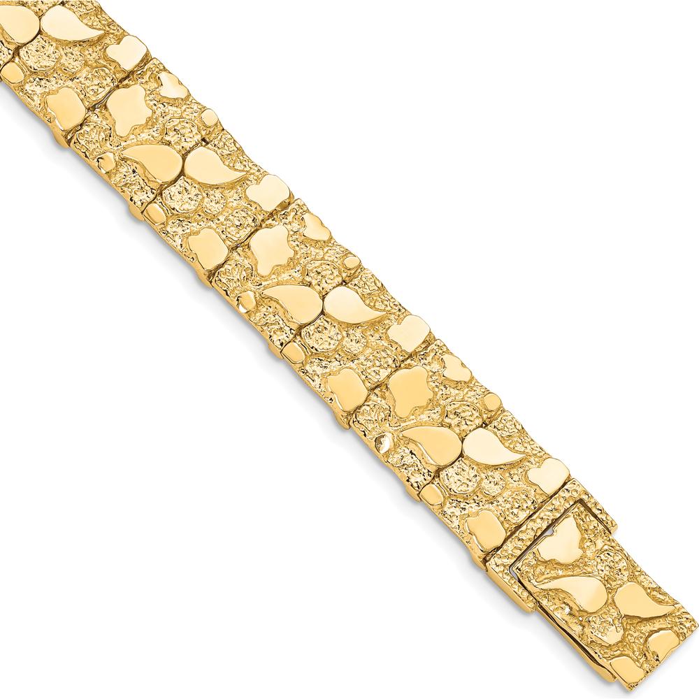 10K Yellow Gold 7" Nugget Chain Bracelet - 12mm Width