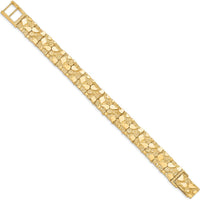 10K Yellow Gold 7" Nugget Chain Bracelet - 12mm Width
