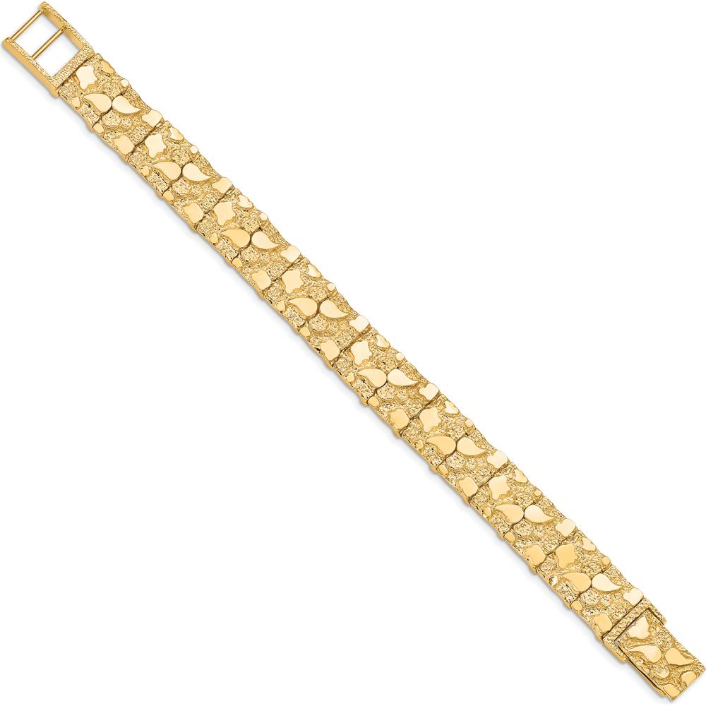 10K Yellow Gold 7" Nugget Chain Bracelet - 12mm Width