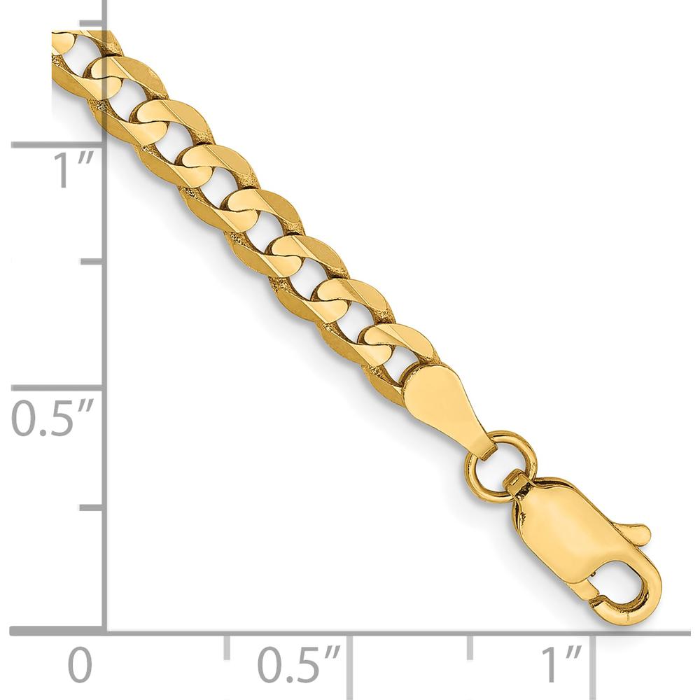 10K Yellow Gold 7" Open Concave Curb Chain Bracelet - 3.8mm Width