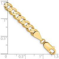 10K Yellow Gold 7" Open Concave Curb Chain Bracelet - Polished Finish