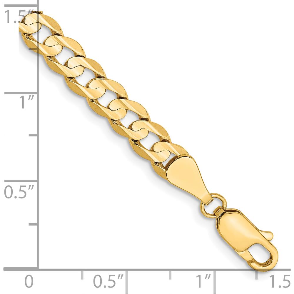 10K Yellow Gold 7" Open Concave Curb Chain Bracelet - Polished Finish