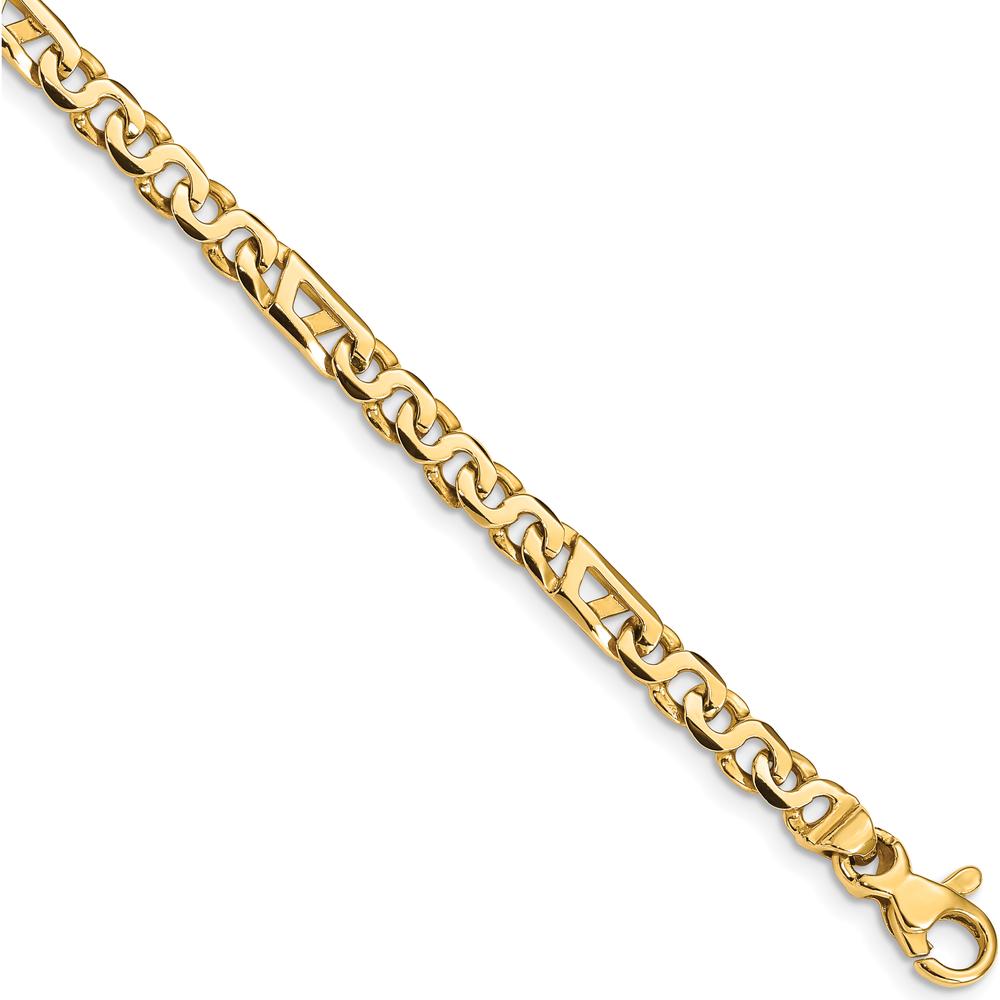 10K Yellow Gold 7" Polished Fancy Link Bracelet - 4.3mm Width