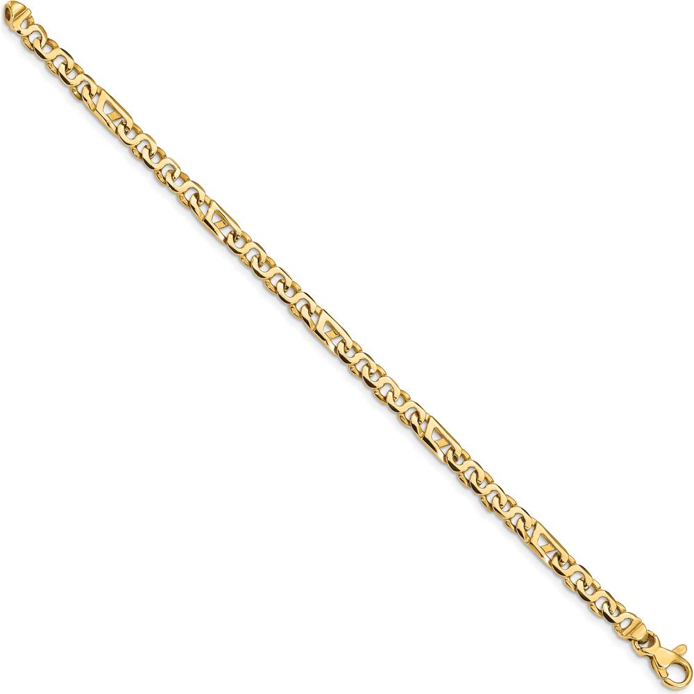 10K Yellow Gold 7" Polished Fancy Link Bracelet - 4.3mm Width