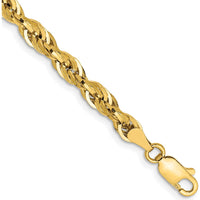 10K Yellow Gold 7" Rope Chain Bracelet - 4.25mm Width