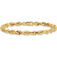 10K Yellow Gold 7" Rope Chain Bracelet - 4.25mm Width
