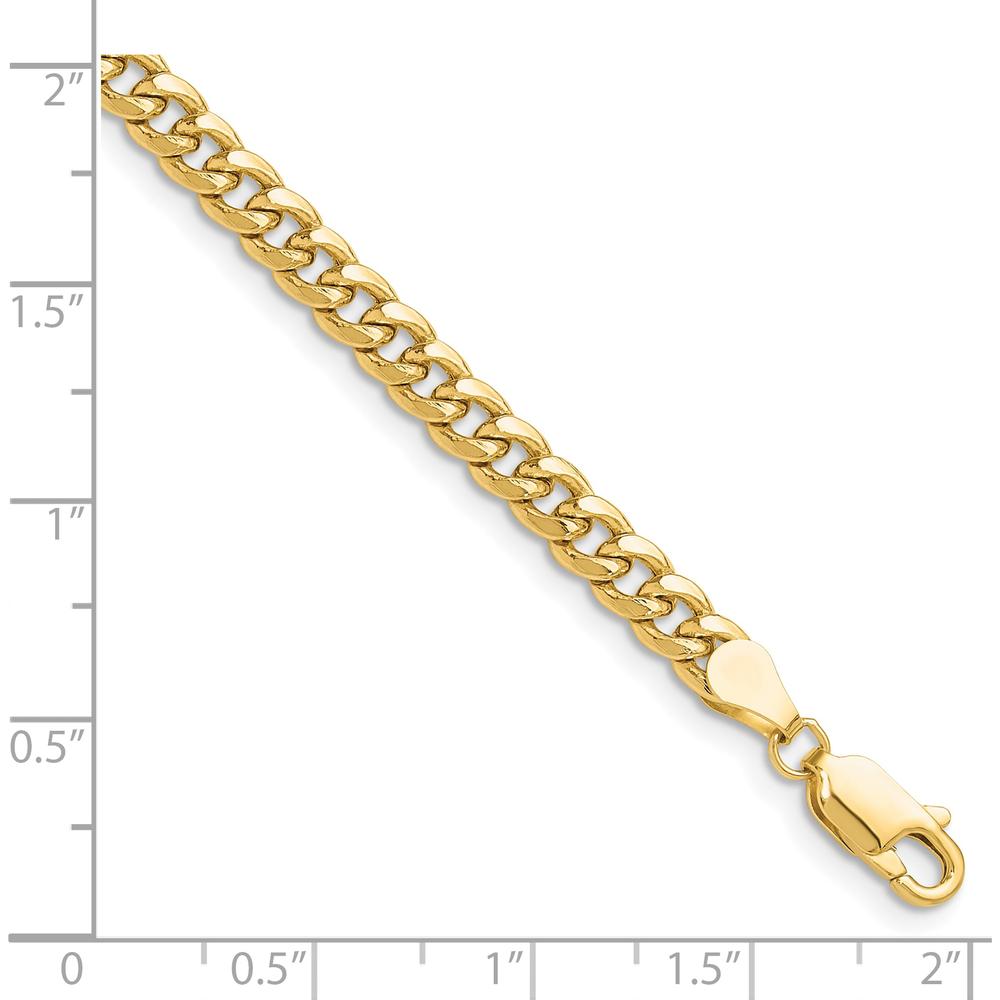 10K Yellow Gold 7" Semi-Solid Miami Cuban Chain Bracelet - 4.5mm Width