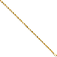 10K Yellow Gold 7" Solid Diamond-cut Rope Chain Bracelet - 3.75mm Width