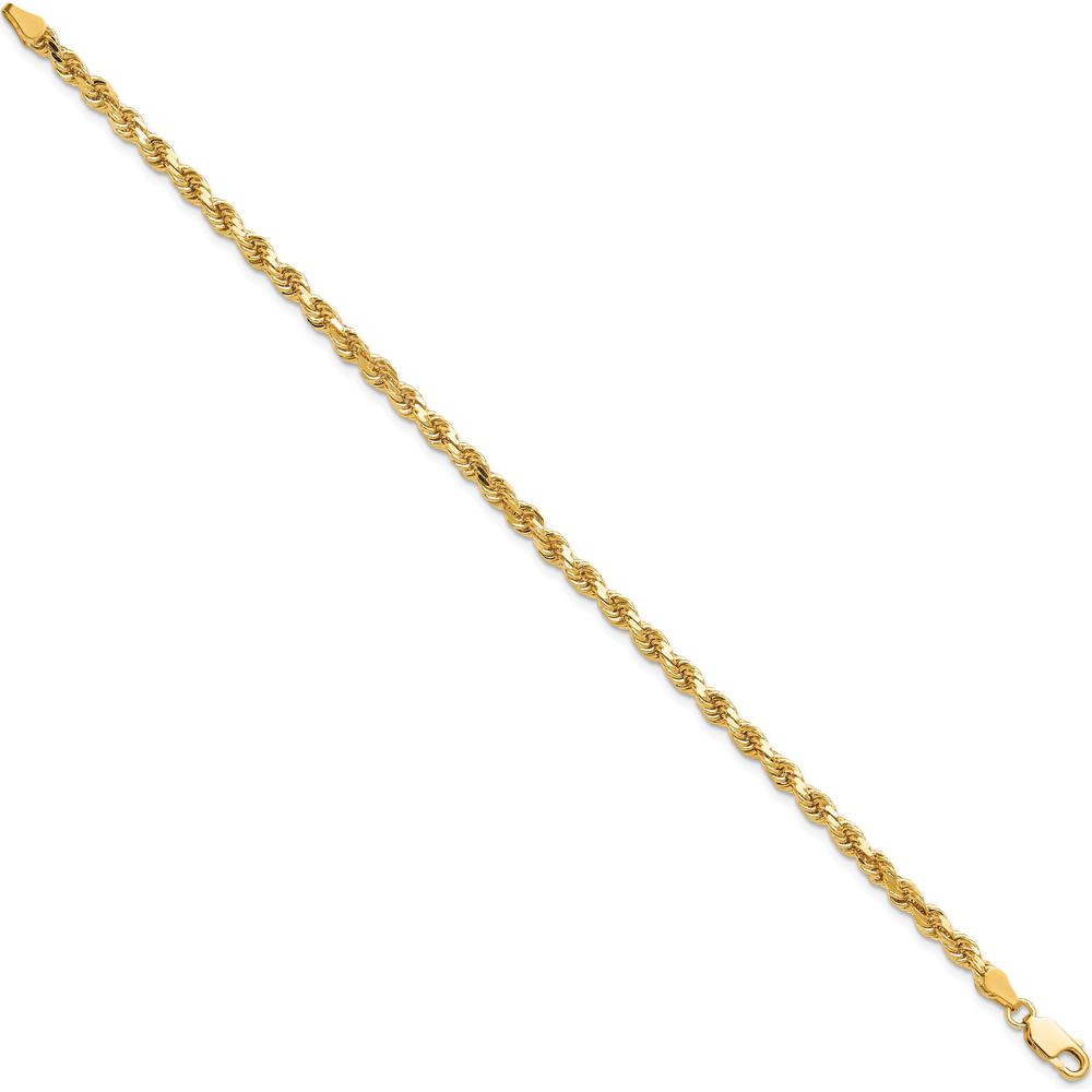 10K Yellow Gold 7" Solid Diamond-cut Rope Chain Bracelet - 3.75mm Width