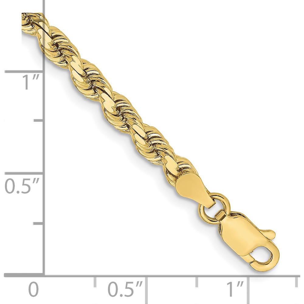 10K Yellow Gold 7" Solid Diamond-cut Rope Chain Bracelet - 3.75mm Width