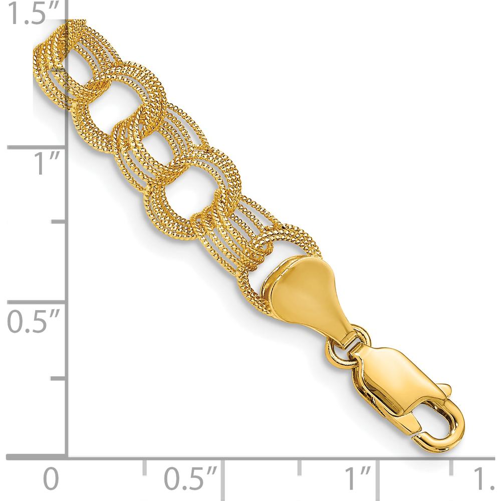 10K Yellow Gold 7" Solid Triple Link Charm Bracelet - Elegant Gold Jewelry