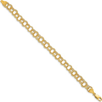10K Yellow Gold 7" Solid Triple Link Charm Bracelet - Elegant Gold Jewelry