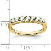 10K Yellow Gold 7-Stone Band Ring with Round White Topaz and Diamonds - 0.065 Carat Total Topaz Weight, 0.006 Carat Total Diamond Weight by 0