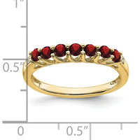 10K Yellow Gold 7-Stone Garnet and Diamond Band Ring - 0.08 Carat Garnet, 0.012 Carat Total Diamond Weight by 0