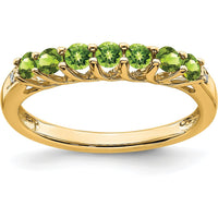 10K Yellow Gold 7-Stone Peridot and Diamond Ring with Round Peridots and Accent Diamonds - 0.07 Carat Total Peridot Weight, 0.006 Carat Total Diamond Weight by 0