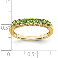 10K Yellow Gold 7-Stone Peridot and Diamond Ring with Round Peridots and Accent Diamonds - 0.07 Carat Total Peridot Weight, 0.006 Carat Total Diamond Weight by 0
