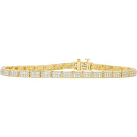 10K Yellow Gold 7" Tennis Bracelet with 1/2 Carat Square Diamonds - Elegant Luxury Design