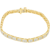 10K Yellow Gold 7" Tennis Bracelet with 1/2 Carat Square Diamonds - Elegant Luxury Design