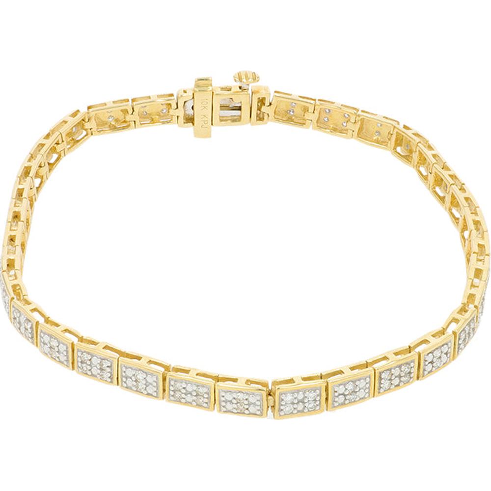 10K Yellow Gold 7" Tennis Bracelet with 1/2 Carat Square Diamonds - Elegant Luxury Design