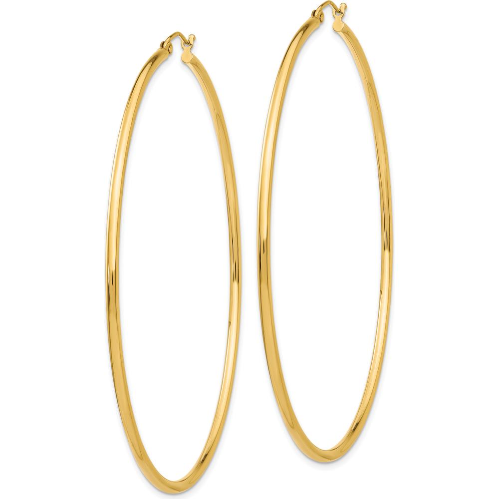 10K Yellow Gold 70mm Polished Hoop Earrings - Classic Design