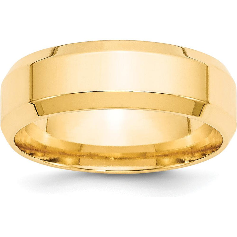 10K Yellow Gold 7mm Beveled Edge Comfort Fit Wedding Band - Size 12.5