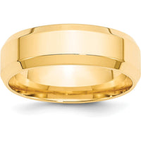 10K Yellow Gold 7mm Beveled Edge Comfort Fit Wedding Band - Size 8