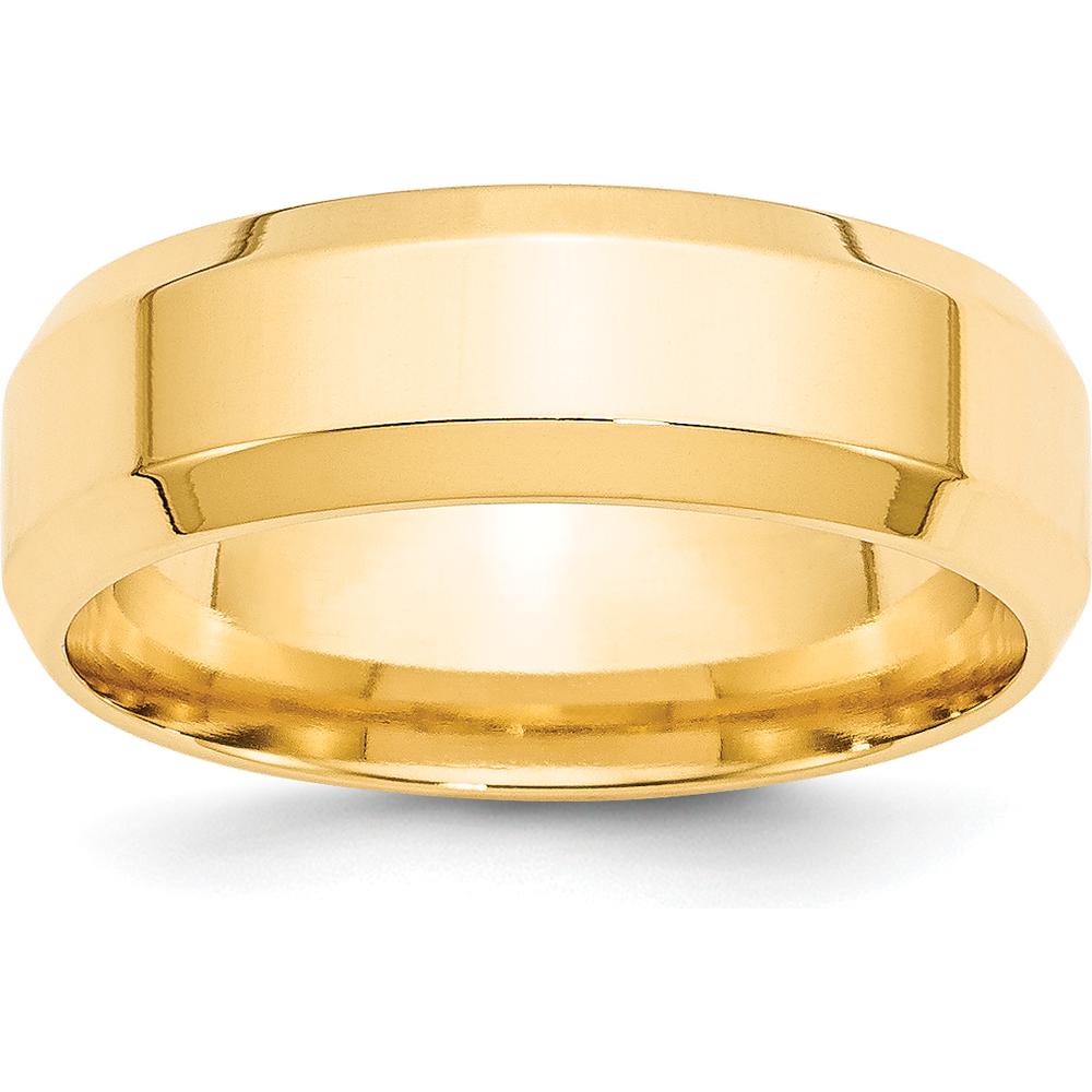 10K Yellow Gold 7mm Beveled Edge Comfort Fit Wedding Band - Size 8