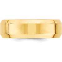 10K Yellow Gold 7mm Beveled Edge Comfort Fit Wedding Band - Size 8