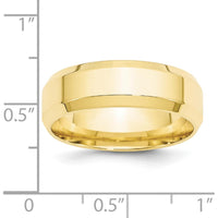 10K Yellow Gold 7mm Beveled Edge Comfort Fit Wedding Band - Size 8