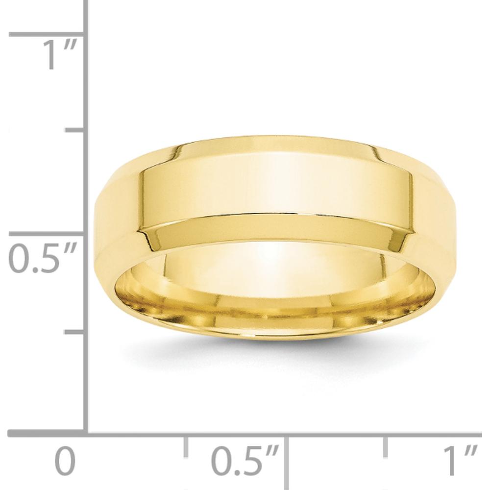 10K Yellow Gold 7mm Beveled Edge Comfort Fit Wedding Band - Size 8