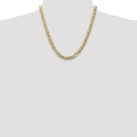 10K Yellow Gold 7mm Concave Anchor Chain Necklace - 20 in