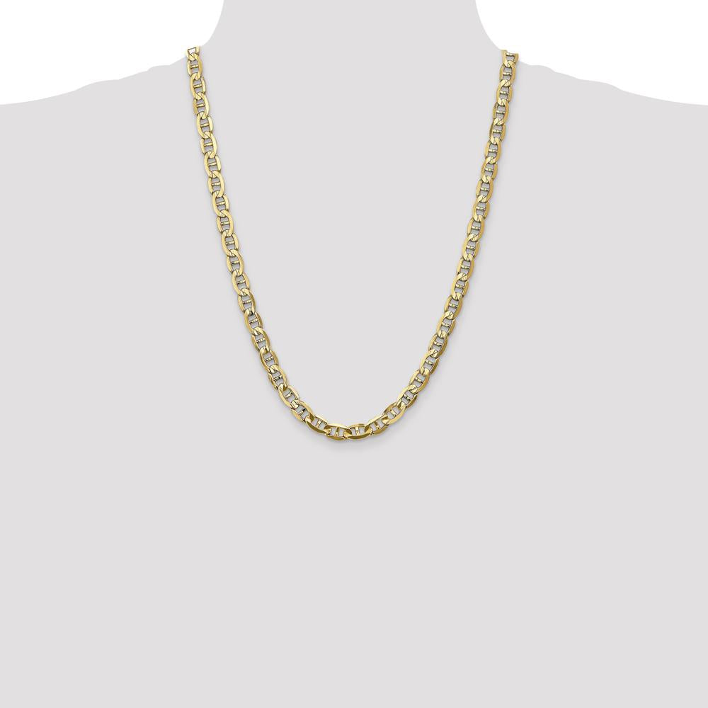 10K Yellow Gold 7mm Concave Anchor Chain Necklace - 24"