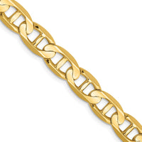 10K Yellow Gold 7mm Concave Anchor Chain Necklace - 26" Length
