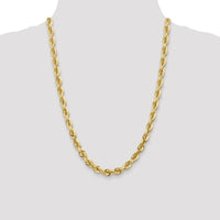 10K Yellow Gold 7mm Diamond-Cut Rope Chain Necklace - 24"