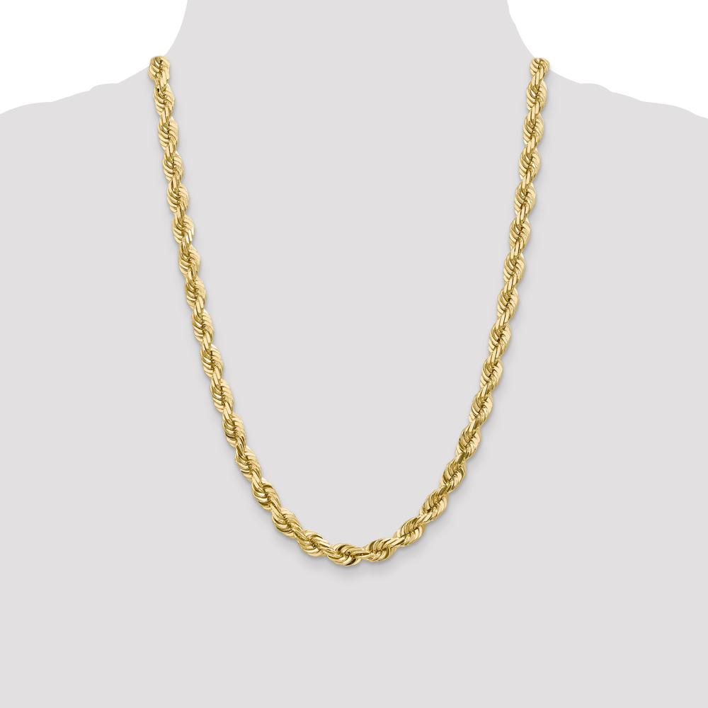 10K Yellow Gold 7mm Diamond-Cut Rope Chain Necklace - 24"