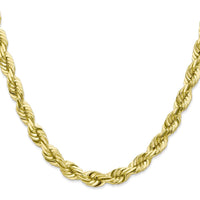 10K Yellow Gold 7mm Diamond-Cut Rope Necklace - 22" Long