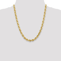 10K Yellow Gold 7mm Diamond-Cut Rope Necklace - 22" Long