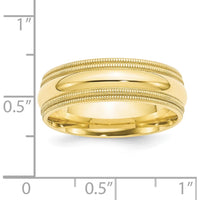 10K Yellow Gold 7mm Double Milgrain Comfort Fit Wedding Band