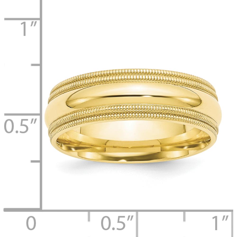 10K Yellow Gold 7mm Double Milgrain Comfort Fit Wedding Band