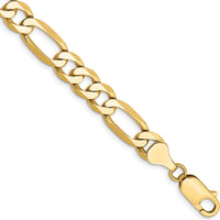 10K Yellow Gold 7mm Flat Figaro Chain Bracelet - 8" Length