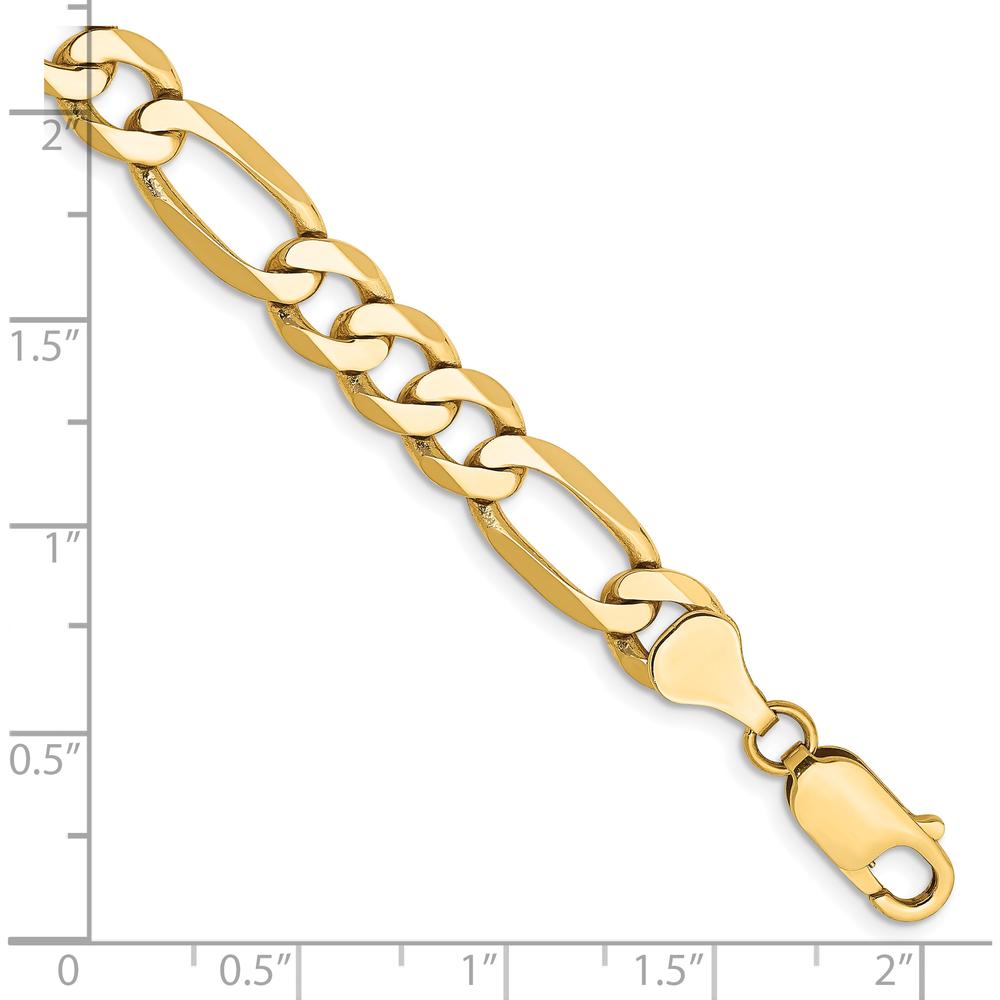 10K Yellow Gold 7mm Flat Figaro Chain Bracelet - 8" Length